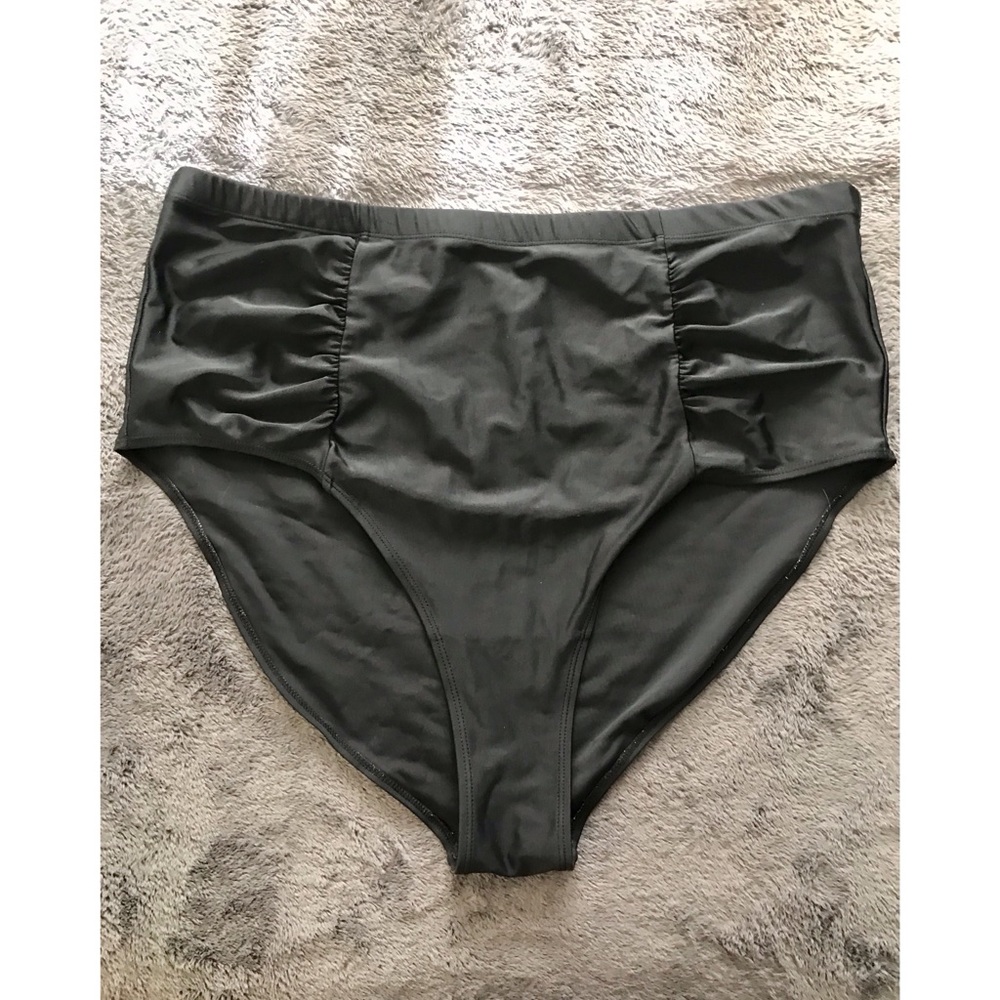 Ruched High Waisted Plus Size Bikini Bottoms